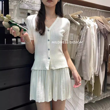 MILDNESS DESIGN Q2422# 2024春夏新款韩版冰丝针织套装短裙开衫
