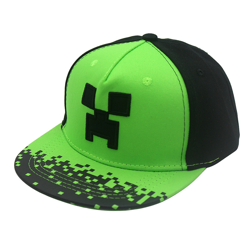 Cross-Border New Arrival Game My World Same Style Baseball Cap Boy Girl All-Match Flat Brim Cartoon Hip Hop Peaked Cap