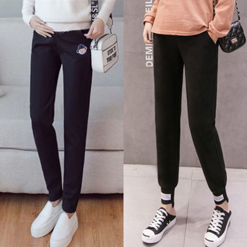Pregnant Women's Pants Spring/Autumn Maternity Pants Outer Wear Spring and Autumn Internet Celebrity Leggings Loose Maternity Clothes Winter Fleece Thickened