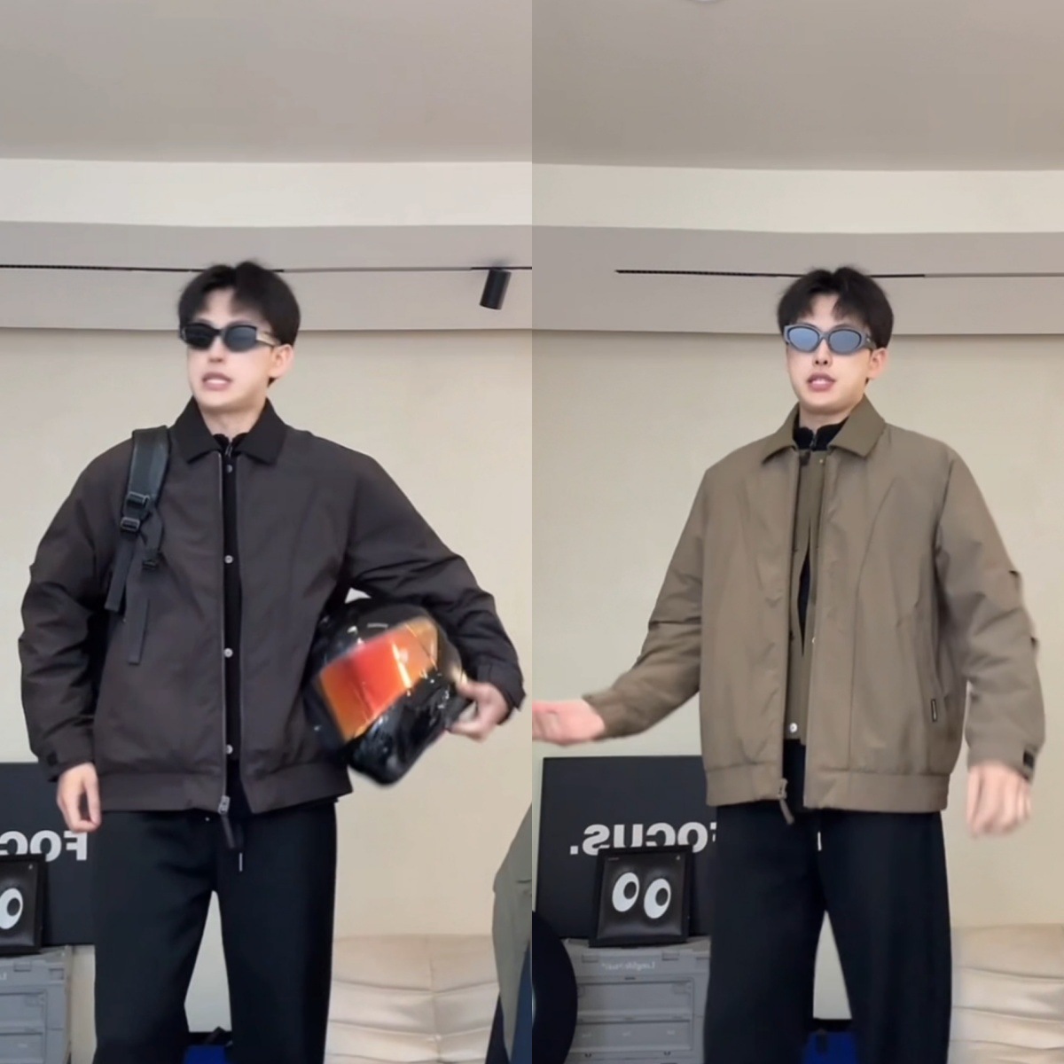 户外休闲百搭男士时尚潮流舒适秋冬季假两件拼接翻领夹克棉服外套