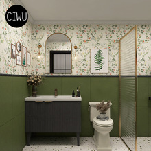 法式卫生间艺术花砖绿色仿古砖厨房水磨石瓷砖浴室厕所墙砖地砖