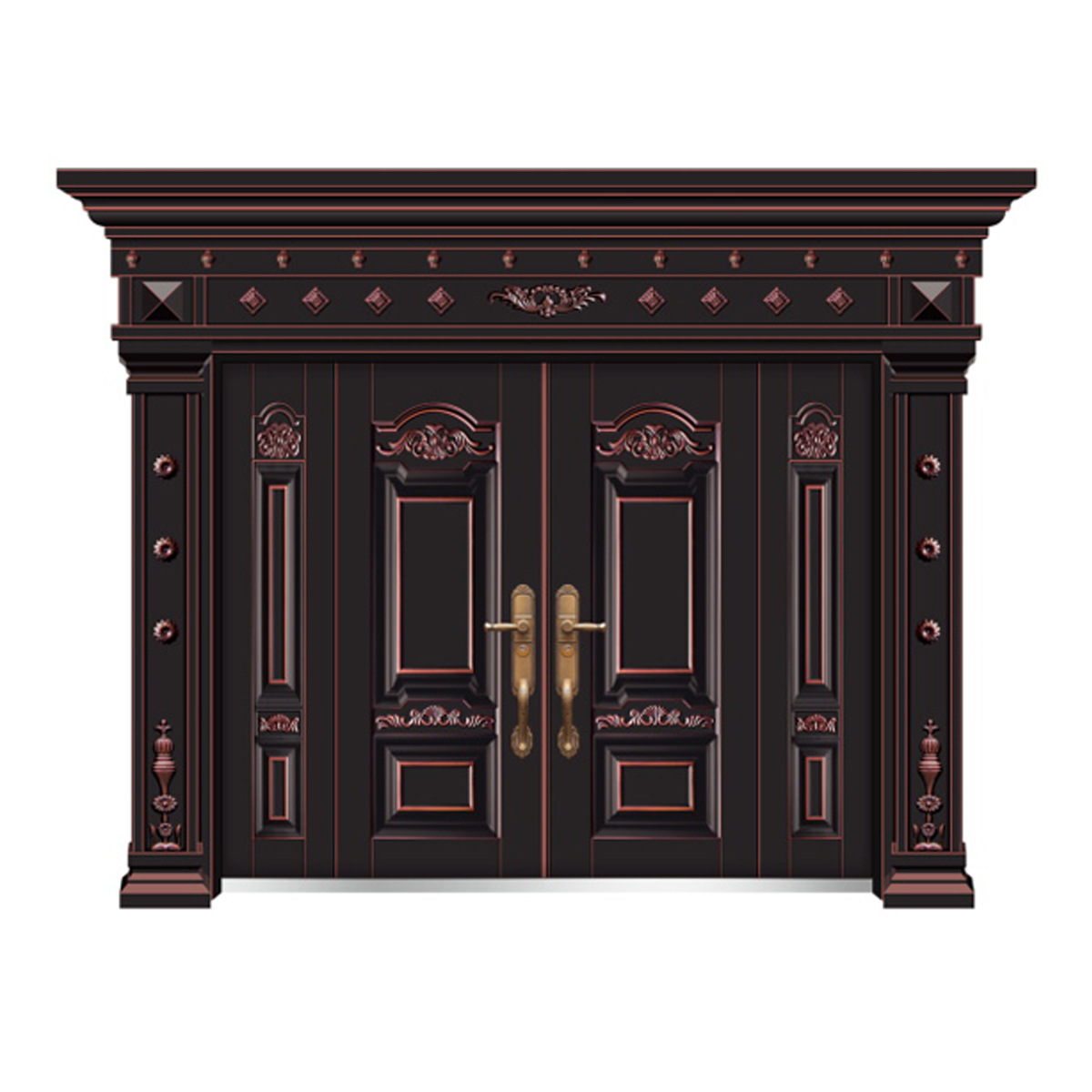 农村自建房大门锌合金别墅对开大门私人定制甲级防盗仿铜四开大门