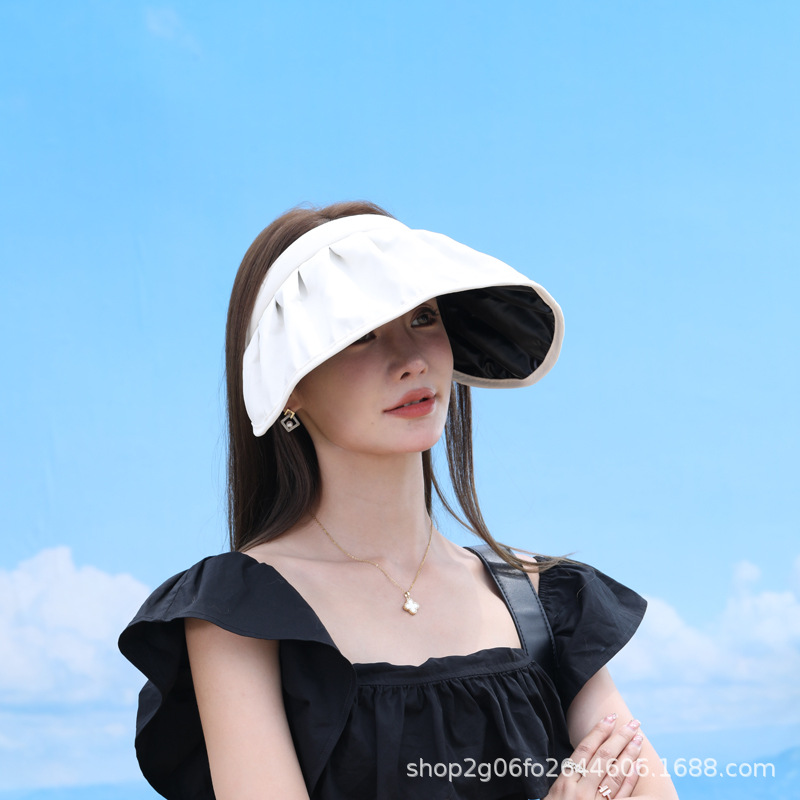 Summer Sun Hat Korean Style Sun Hat Big Brim Face-Covering Internet Celebrity Shell-like Bonnet Curly Headband Sun Female Cap Wholesale