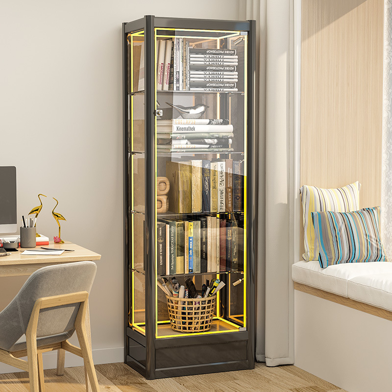 防尘玻璃书柜收纳柜一体立式储物柜子陈列手办展示柜轻奢带门书架