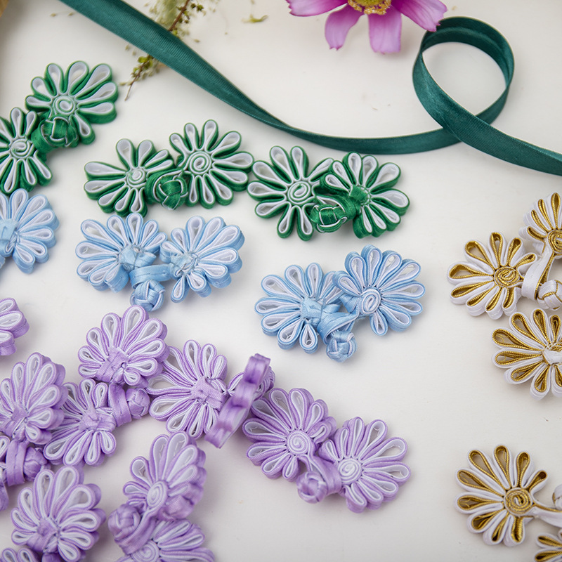 情人节鲜花包装扣菊花旗袍盘扣缎面复古中式旗袍扣花店花艺装饰资