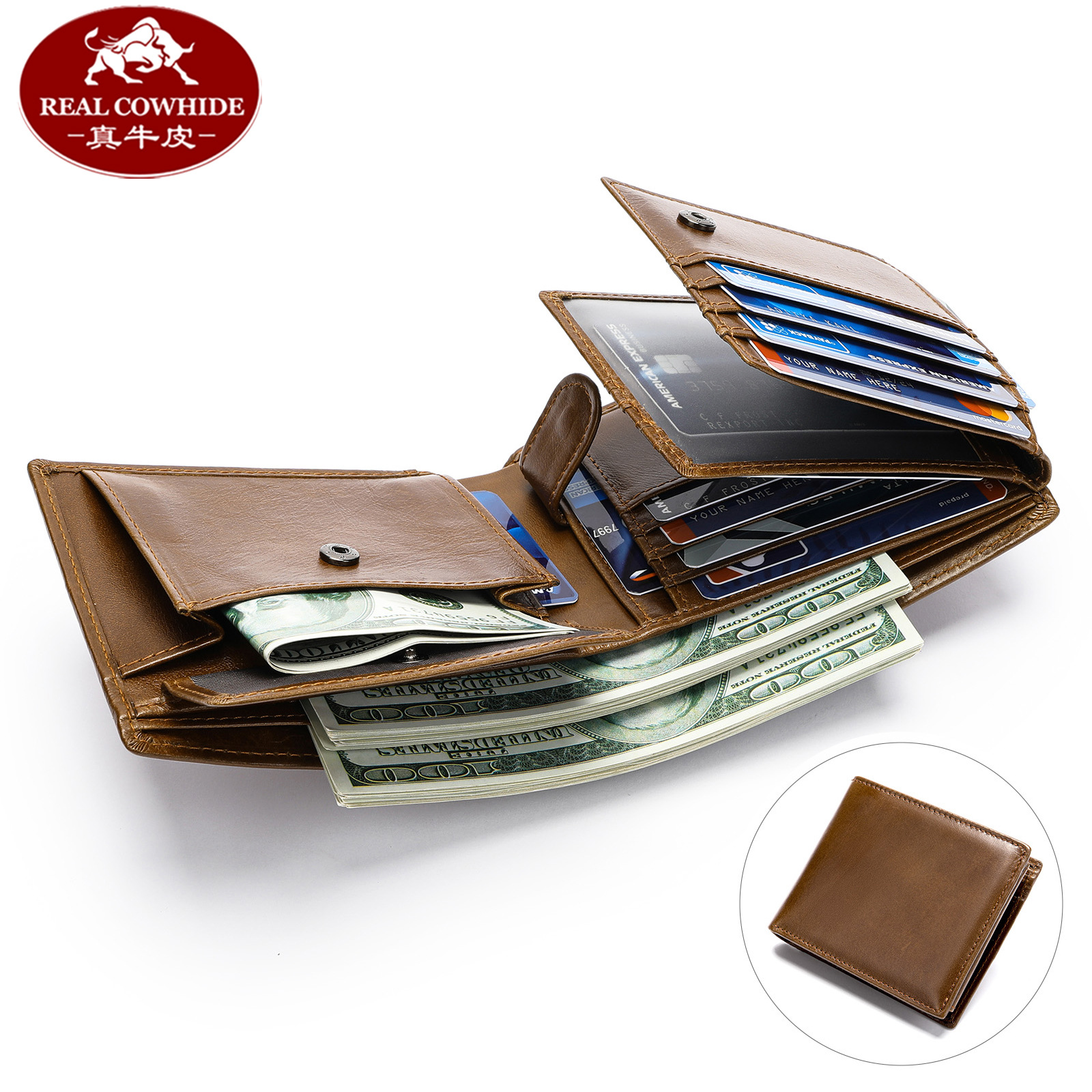 男士钱包真皮正品软男钱夹短款复古防盗刷头层牛皮钱包男士高级感