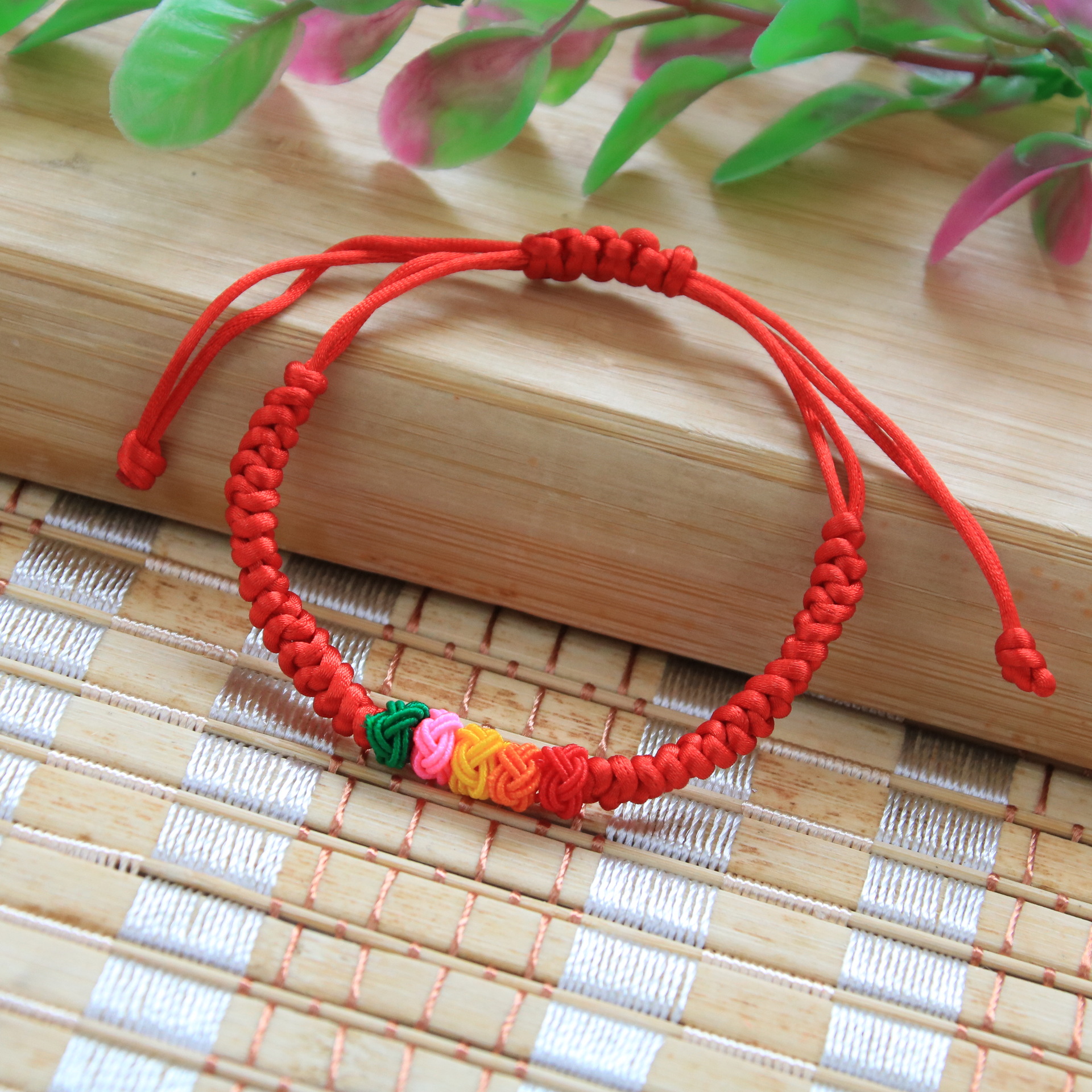 端午节彩色菠萝结金刚结五彩绳手绳 批发手工花球五彩线彩绳手链