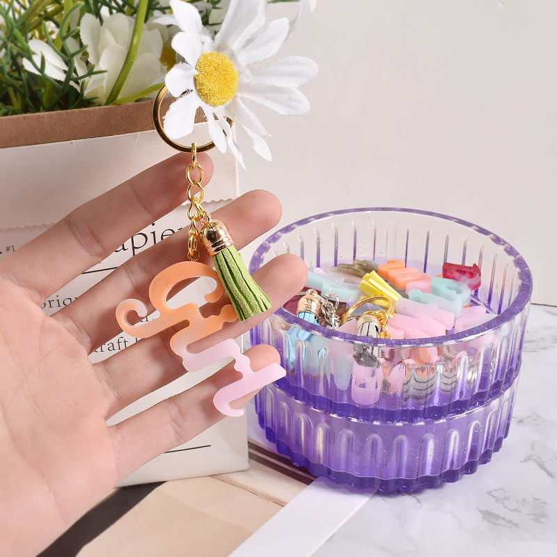 DIY Crystal Glue Resin English Letters Words Blessing Words Keychain Pendant Silicone Mold