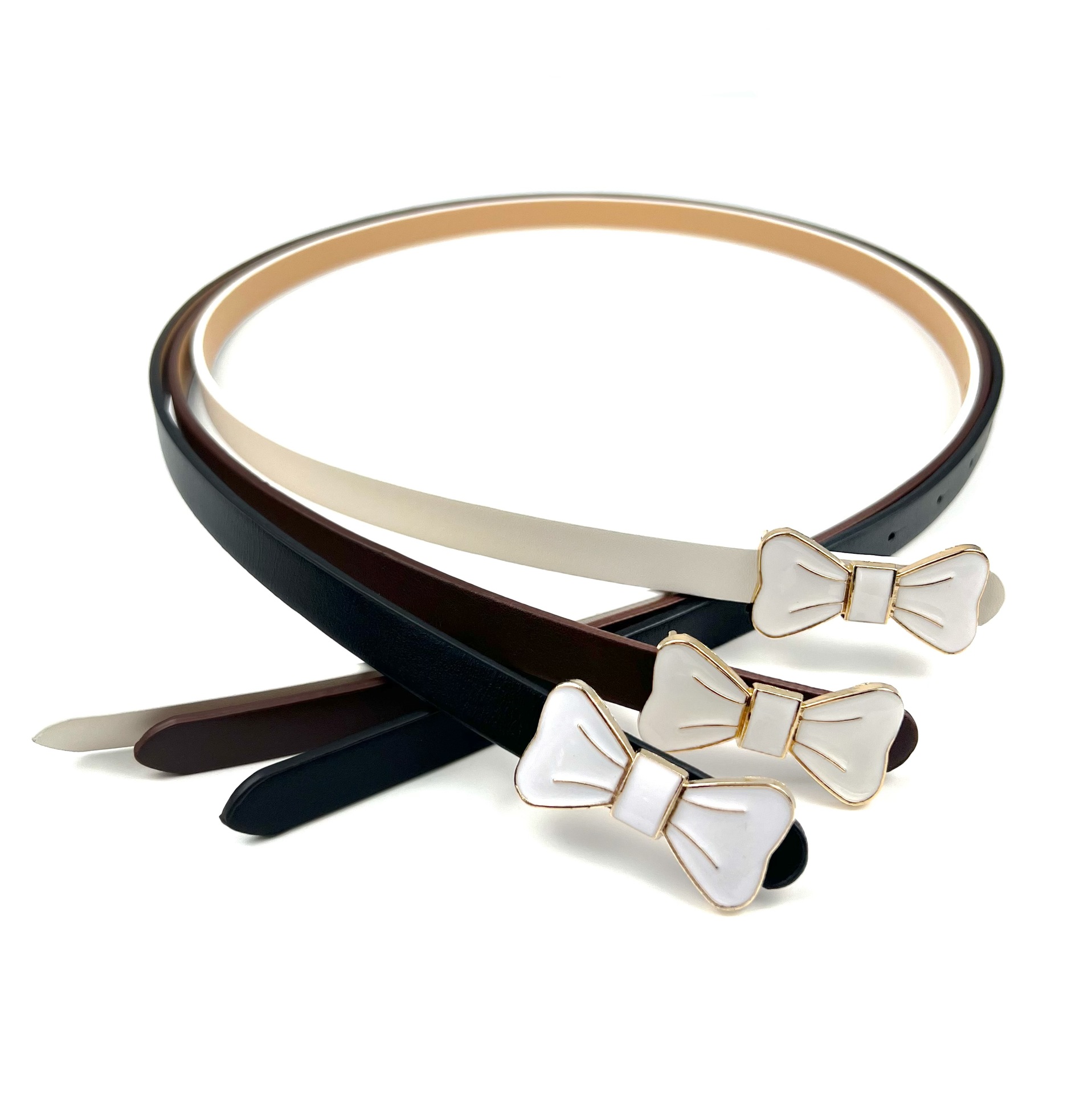 跨境细皮带女款简约复古韩版裤腰带女学生潮流原宿时尚蝴蝶结裤带