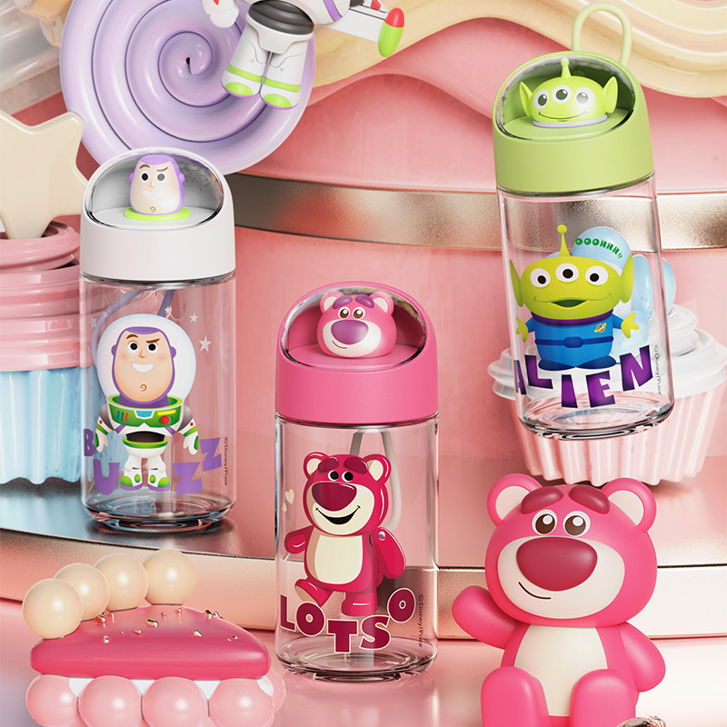 迪士尼玻璃杯草莓熊喝水杯子外出方便牛奶杯礼盒装新品-阿里巴巴