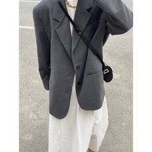高级感灰色小个子西装外套女2023春秋装新款韩版宽松显瘦休闲西服