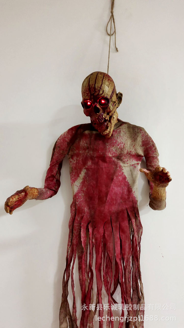 万圣节道具吊鬼屋酒发光声控鬼头骷髅吊鬼装饰用品吧恐怖场景布置