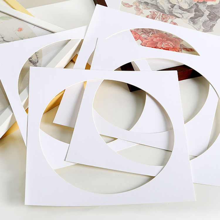 正方形内衬裱画卡纸开孔相框画框照片挂墙圆形方形33 38 50cm装裱