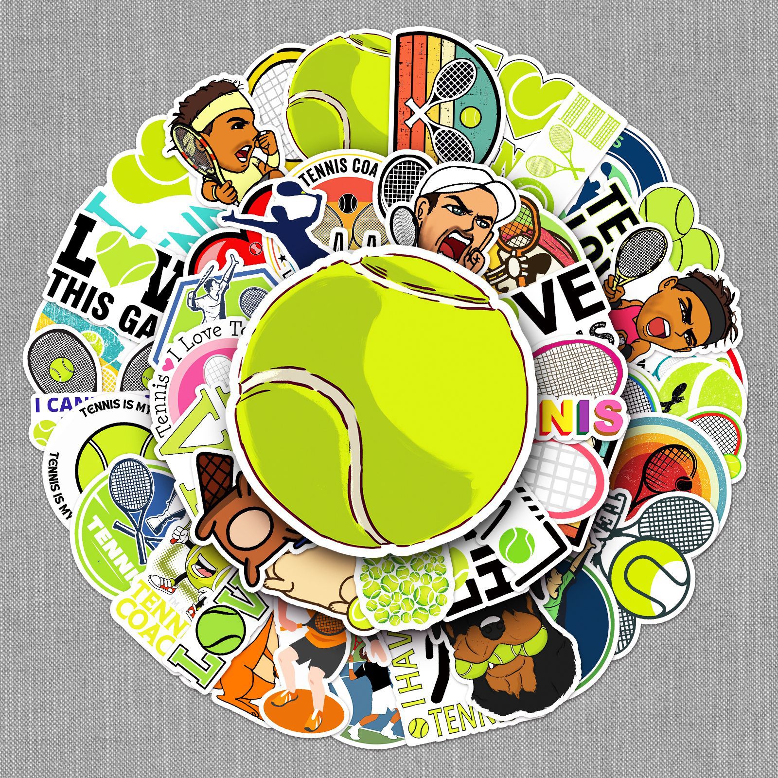 50张网球涂鸦贴纸个性跨境体育运动贴纸diy水杯行李箱贴纸防水