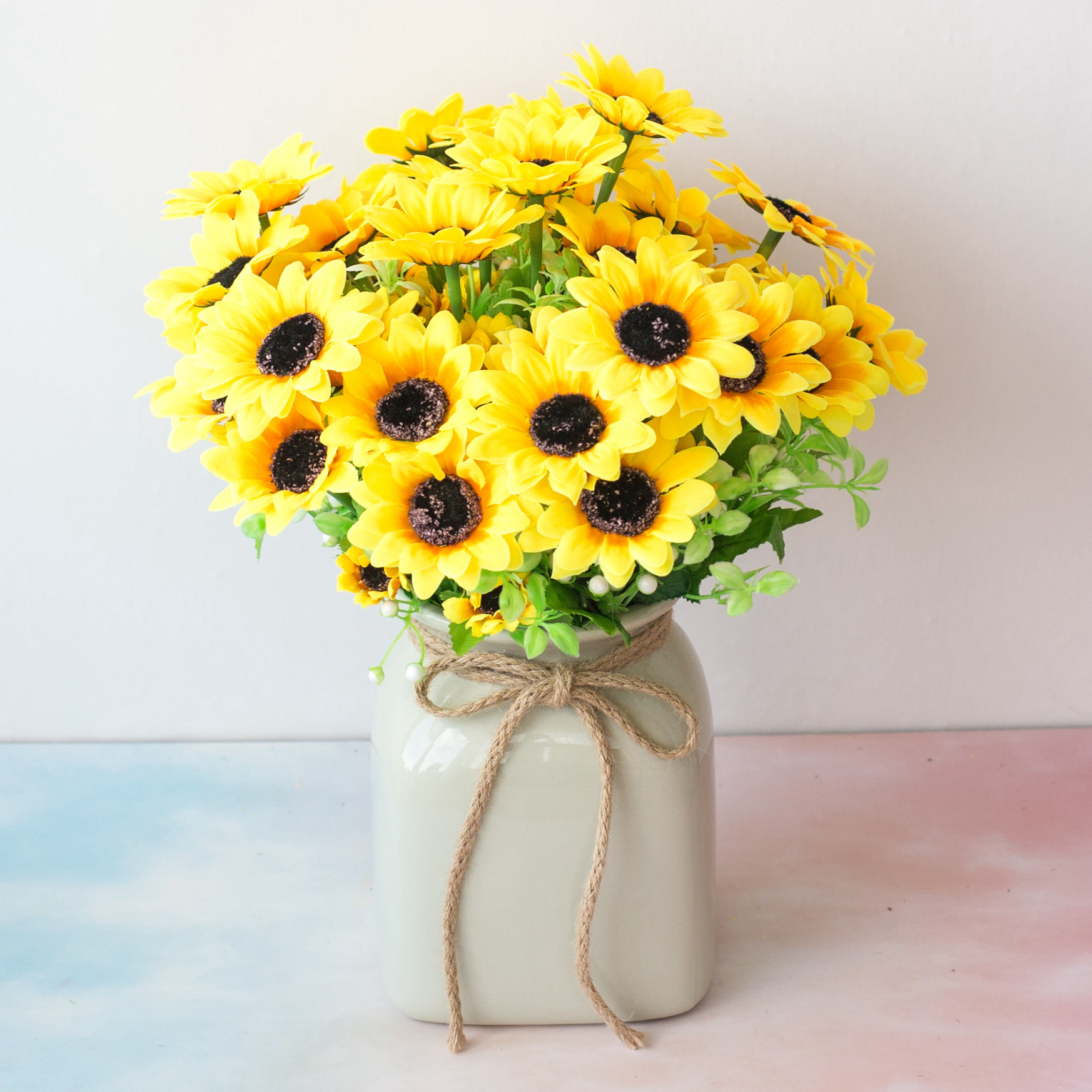 12头向日葵假花 仿真太阳花 家居桌面具舞台布景装饰 把束太阳菊