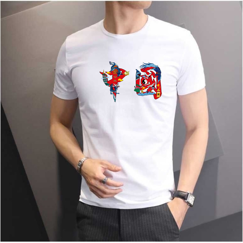 厂家批发男装2022夏季短袖t恤时尚简约休闲圆领中国潮牌t恤上衣服