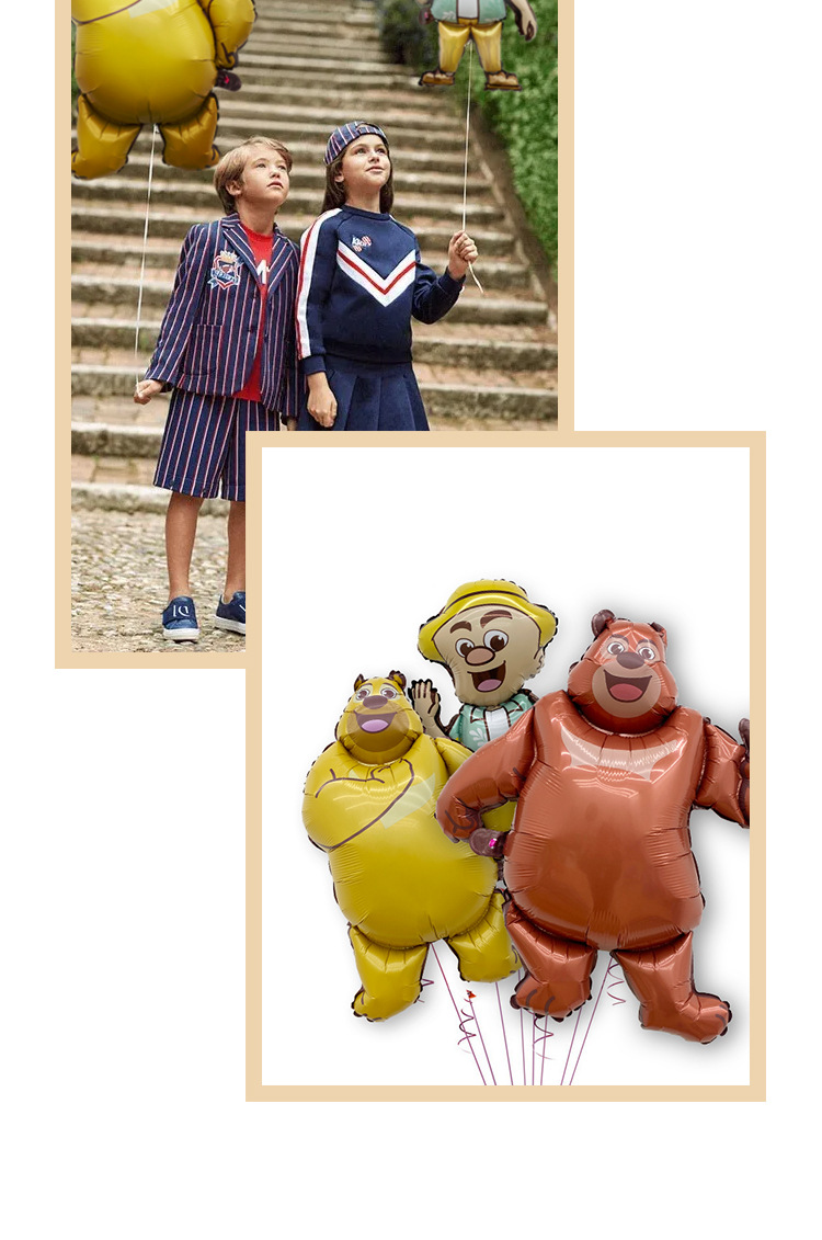 儿童卡通铝膜球男孩女孩派对布置装饰气球熊大熊二光头强造型铝膜