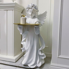 爱丽丝天使欧式复古迎宾大型落地树脂摆件托盘家居客厅装饰品软装