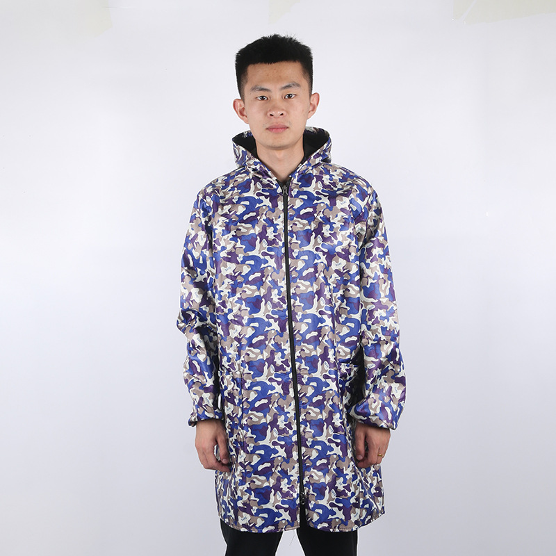Camouflage Labor Insurance Unlined Long Gown Blue Composite Waterproof Camouflage Workwear Coat Warehouse Logistics Handling Dustproof Clothes