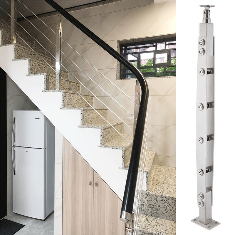 楼梯扶手304不锈钢立柱拉丝pvc阁楼栏杆现代简约飘窗阳台玻璃护栏