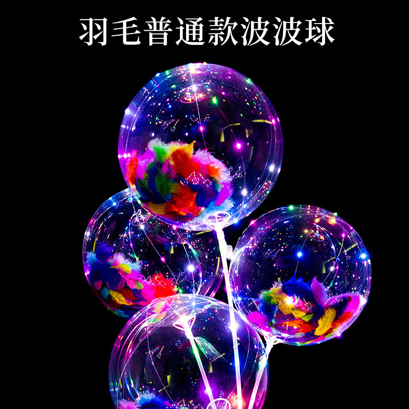 Balloon Cartoon 20-Inch Internet Celebrity Transparent Luminous Bounce Ball Large Wholesale Night Market Stall Balloon Seven-Color Ambience Light