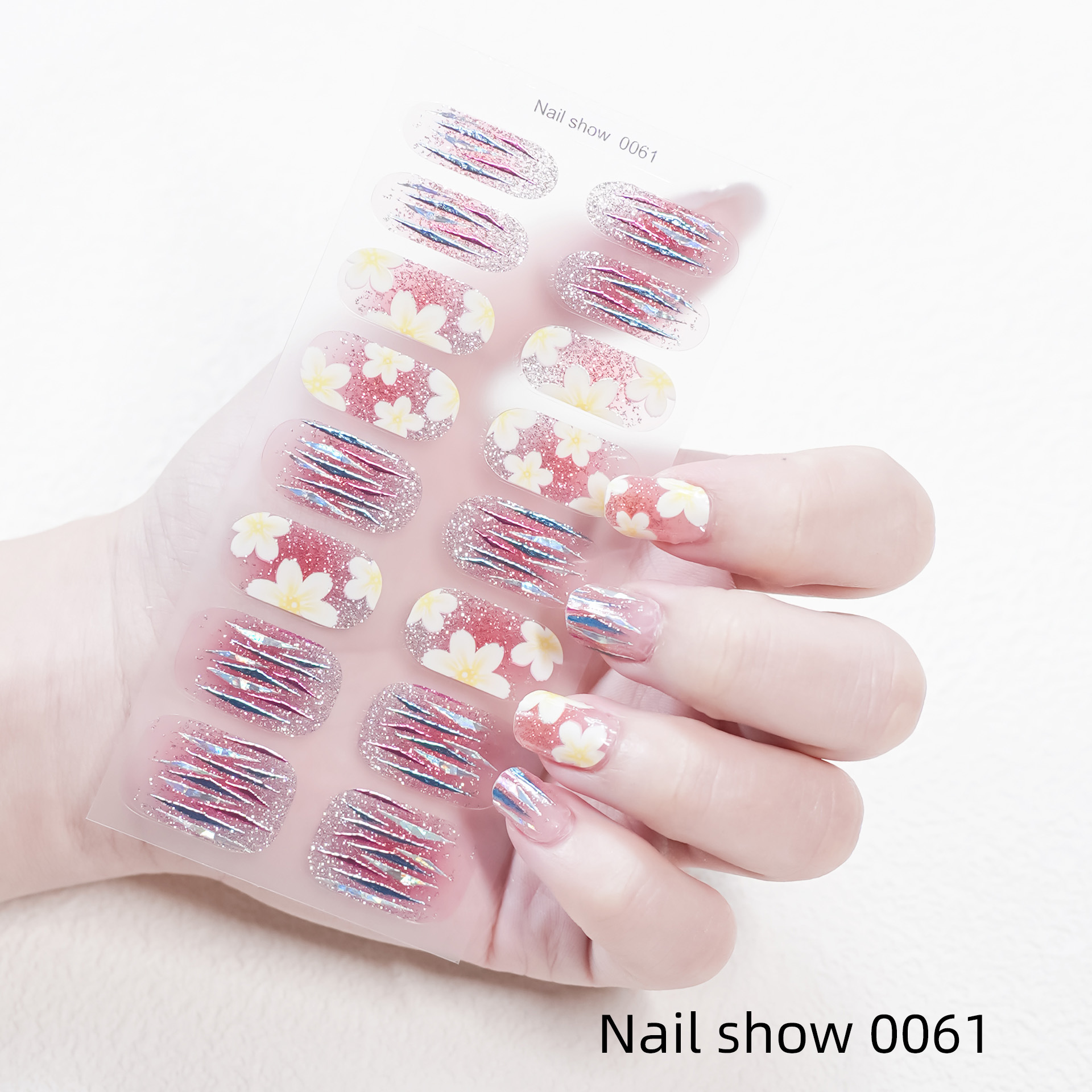 New Nail Beauty Nail Stickers Paper 16 Stickers Net Red Girl Pink Nail Stickers Supply Nail Stickers TikTok Xiaohongshu