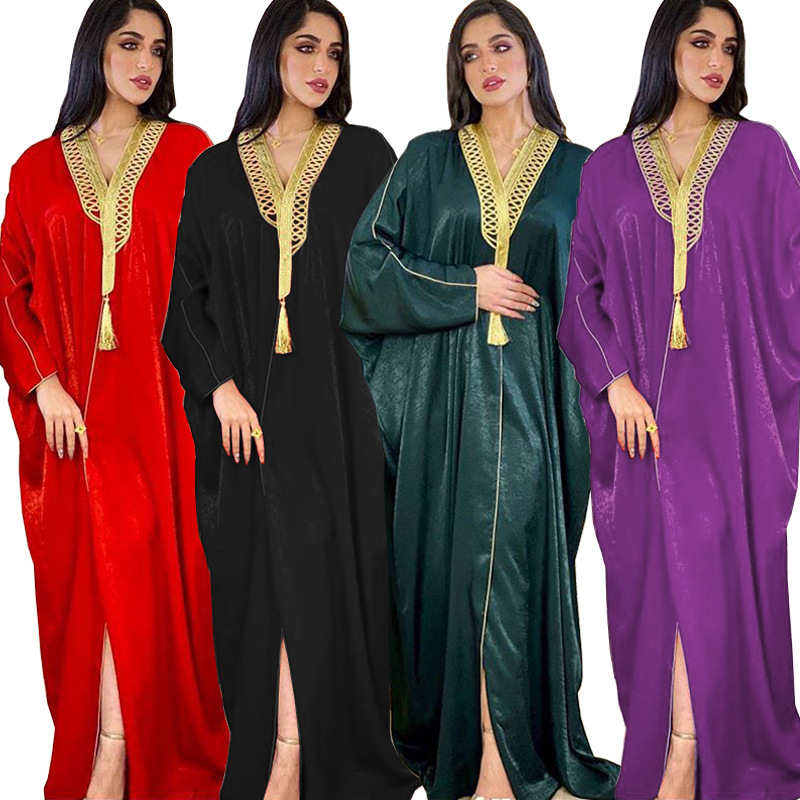 Ab015 Arab Dubai Muslim Turkey Batwing Sleeve Robe Cardigan Abaya Long Muslim Women's Wear