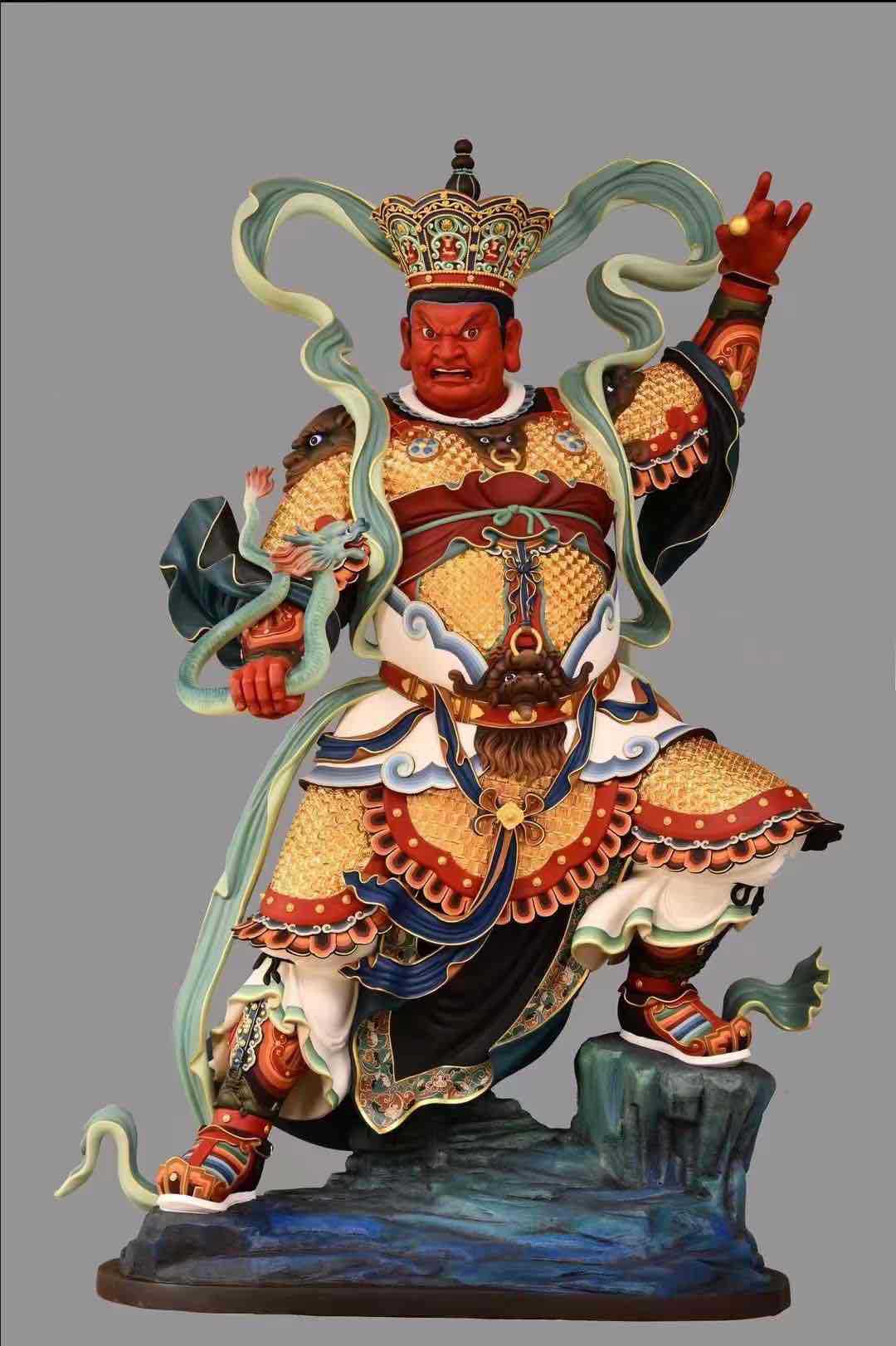 玻璃钢佛像批发 寺院神像四大天王彩绘贴金灵盛工艺