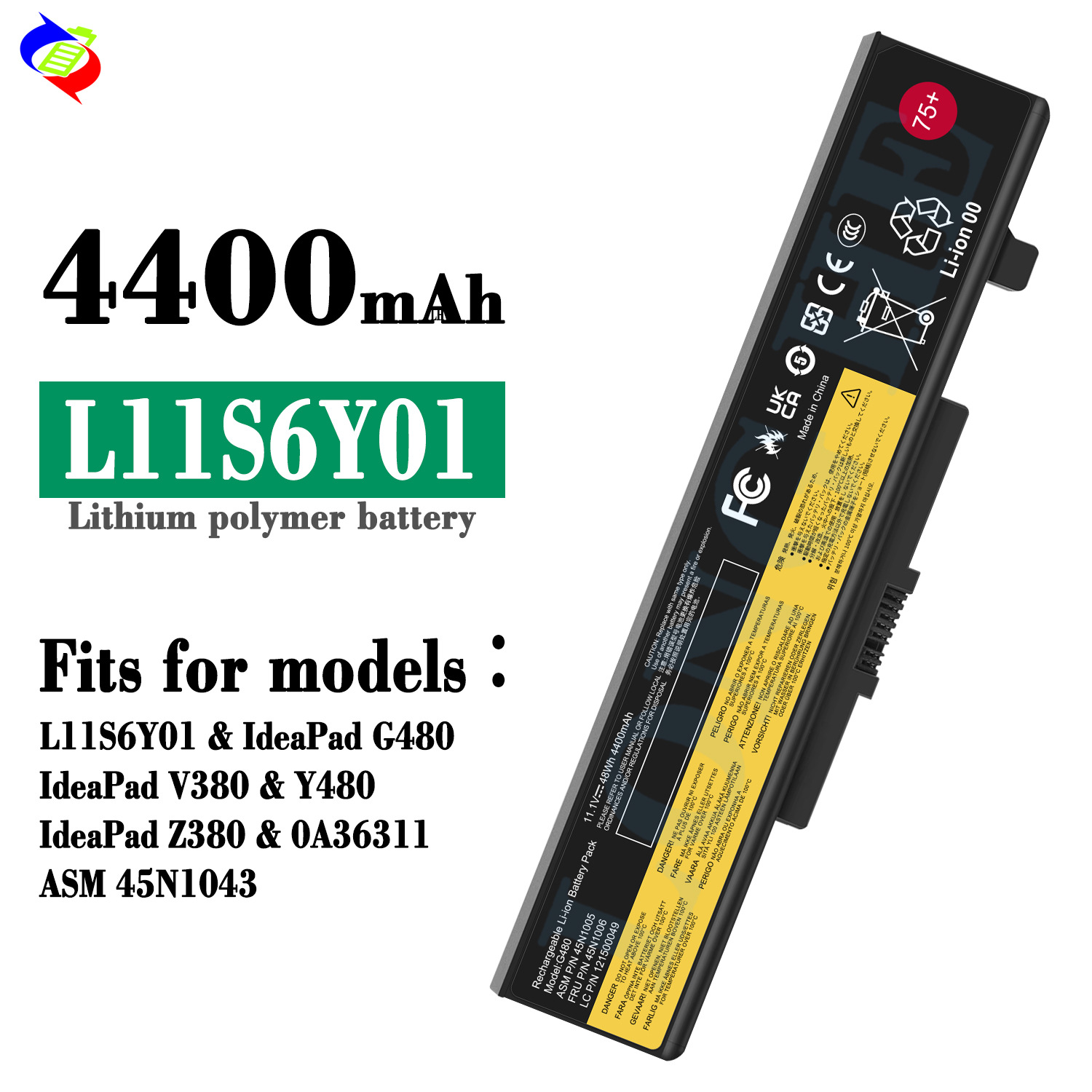 适用联想L11S6Y01笔记本电池G480/V380/Y480/Z380/V480/G580/Z480