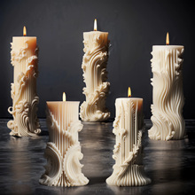 三信 欧式圆柱香薰蜡烛硅胶模具 DIY简约柱子礼物扩香石磨具定制