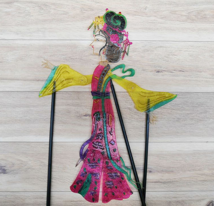 陕西皮影戏道具 带操作杆表演 动感人物 嫦娥奔月人偶特色工艺品