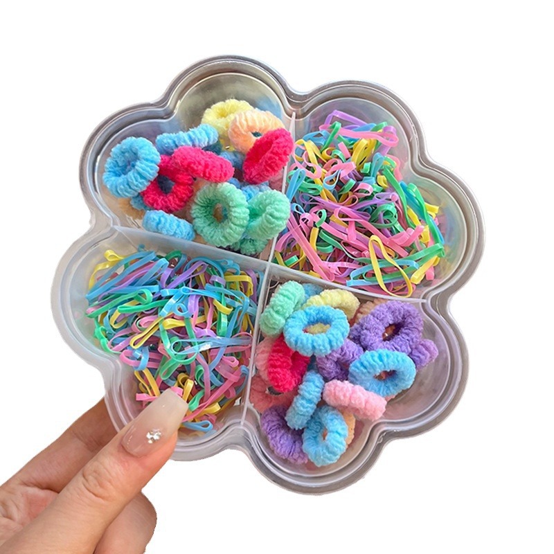 New Internet Celebrity Candy Color Children's Set Gift Box Rubber Band Head Rope Cute Not Hurt Hair High Elasticity Hair Ring Hair Accessories