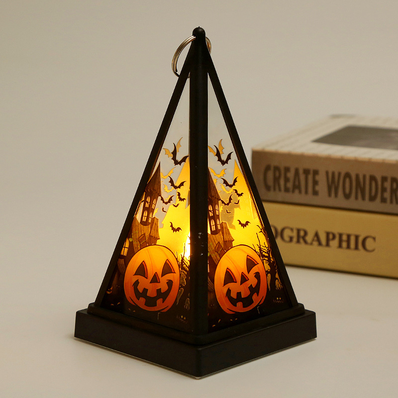 Cross-Border Wholesale Halloween Decorations Led Storm Lantern Small Lantern Pendant Lighting LED Electronic Candle Light Portable