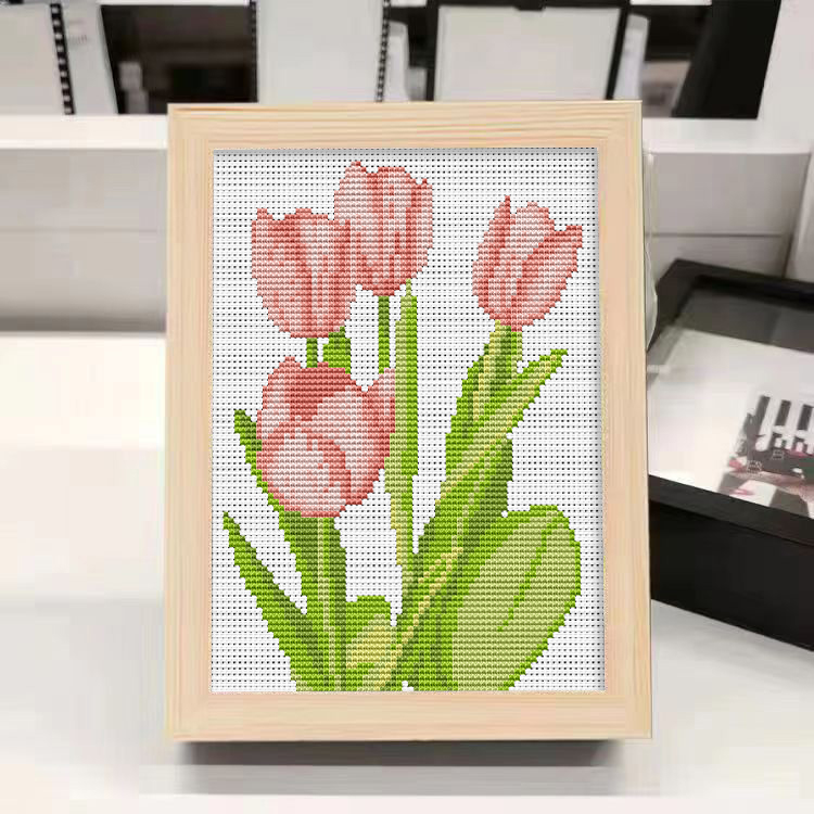 1s7e郁金香十字绣客厅2024新款线绣手工自己绣卧室小件小幅儿童刺