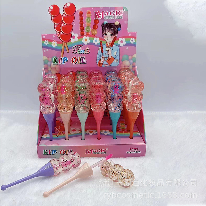 Foreign Trade Popular Style Sugar-Coated Haws on a Stick Lip Lacquer Nourishing Moisturizing Exclusive for Cross-Border Lip Gloss No Stain on Cup Liquid Suit Wholesale