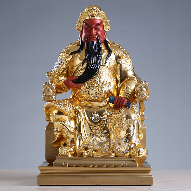 二爷摆件刀看书关二爷招财全立关公镶银铜供奉财神贴金神像关公春