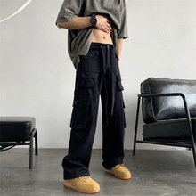 欧美hiphop裤子宽松阔腿山系工装裤高街男设计感多口袋高个子男裤