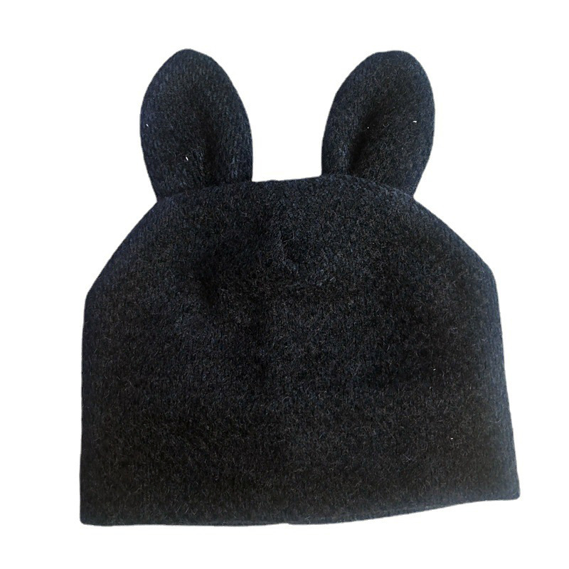 Korean Style Rabbit Ears Pile Heap Cap Cute Fashion Sleeve Cap Outdoor Keep Warm Toque Trend Knitting Wool Hat