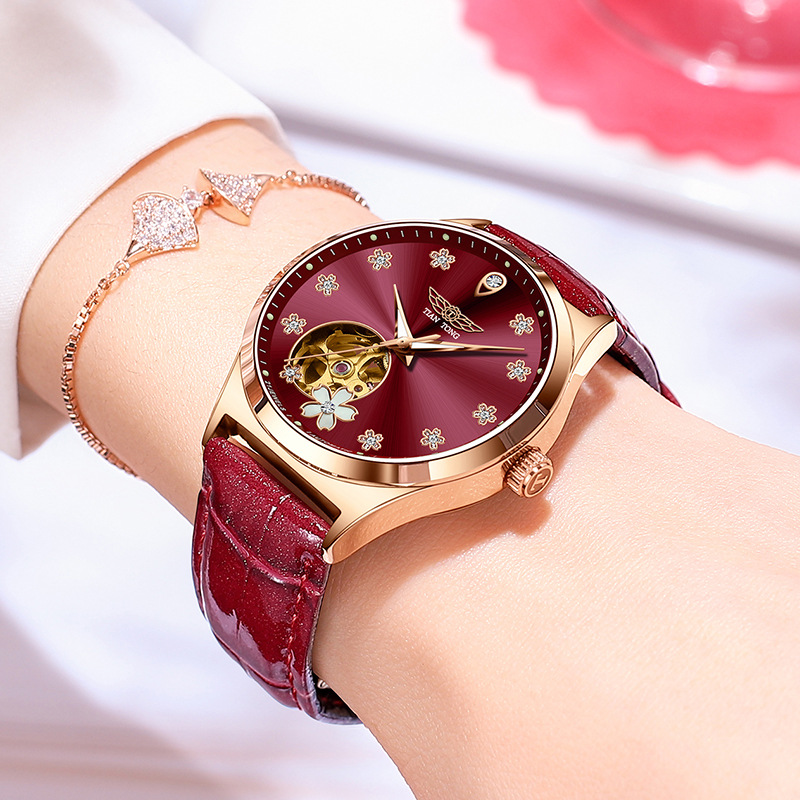 瑞士真钻手表女款全自动机械表 时尚正品防水女士手表品牌专柜