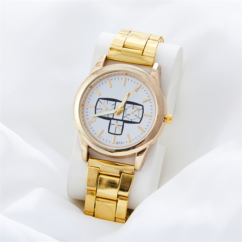 新品上市外贸流行男商务金手表铁带石英腕表-阿里巴巴