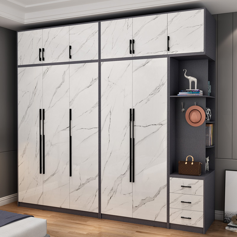 轻奢衣柜卧室家用现代简约木质收纳柜子整体平开门主卧玻璃门衣橱