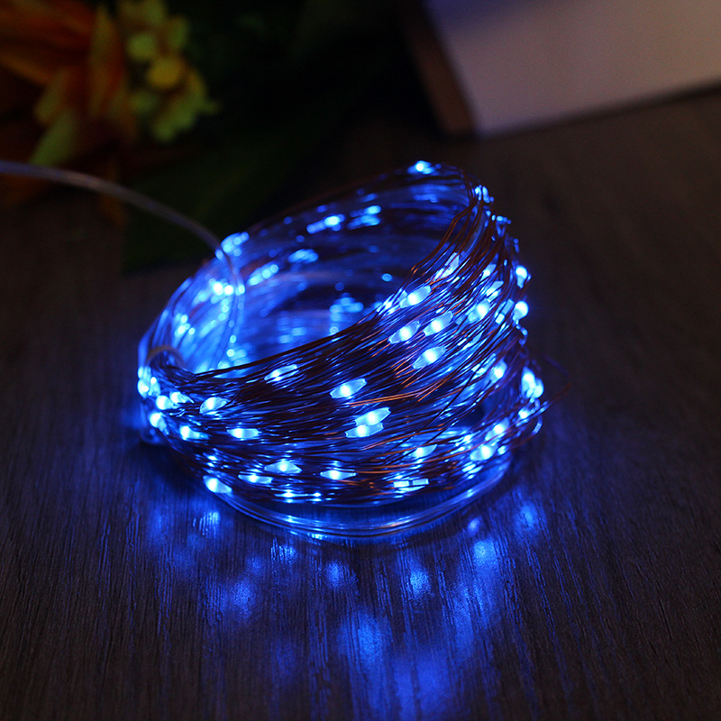 Copper Wire String Led Lamp Solar Copper Wire Lamp Outdoor Waterproof Battery Box Remote Control 8 Functions Christmas Decorative Lamp