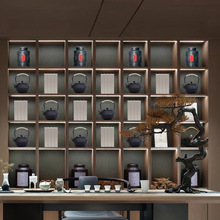 新中式金属茶室茶具茶壶茶叶罐摆件样板房售楼处客厅博古架装饰品