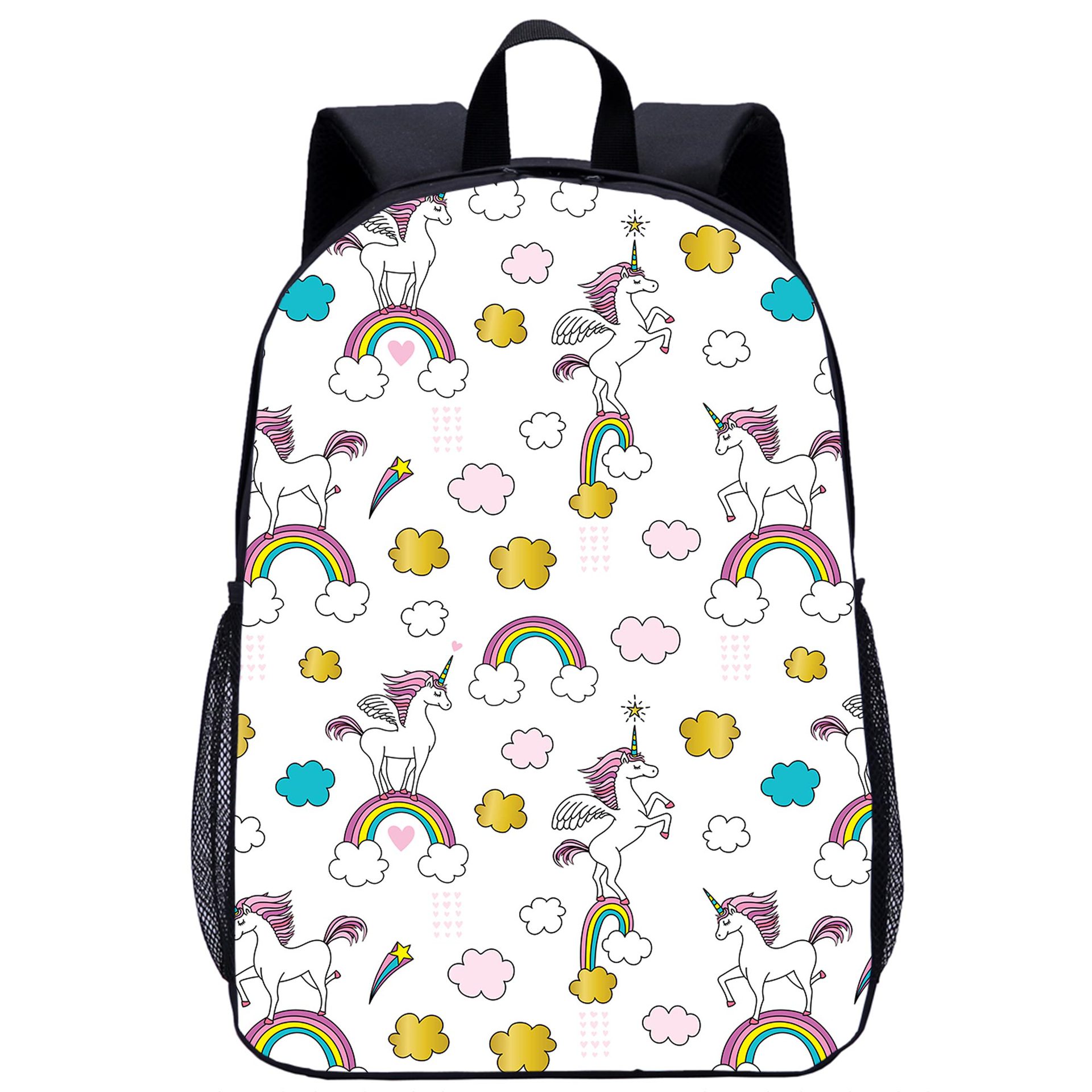 独角兽书包 图片logo彩印17寸小学生背包中小学双肩包一件代发