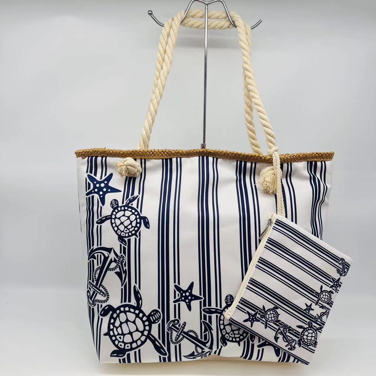 New Popular Digital Printing Straw Woven Large Capacity Beach Bag Fashionable Fashionable Personalized Women's Canvas Shoulder Bag
