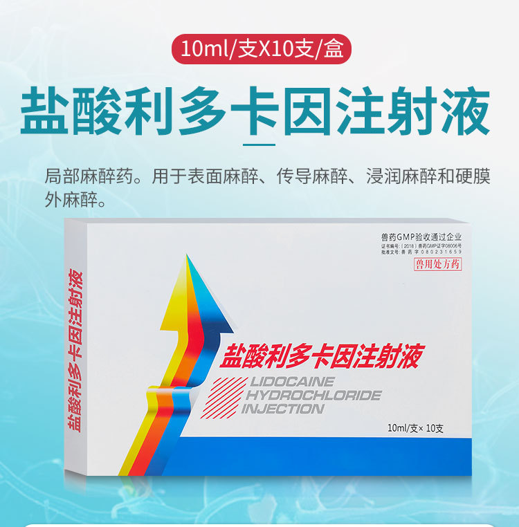 兽药盐酸利多卡因注射液局部麻醉表面传导浸润麻醉牛羊猪犬马兽用