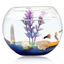 鱼缸玻璃创意圆形家用透明客厅办公室桌面小型圆球金鱼迷你小鱼缸