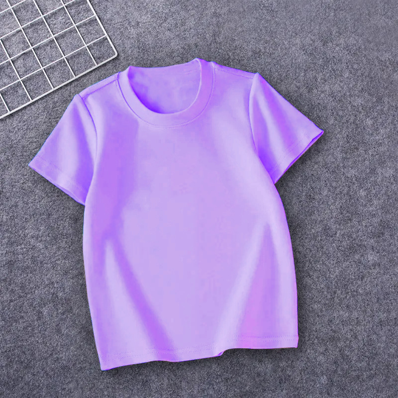 儿童紫色短袖休闲夏季韩版ins休闲宽松t恤男女童潮流透气上衣宝宝儿童