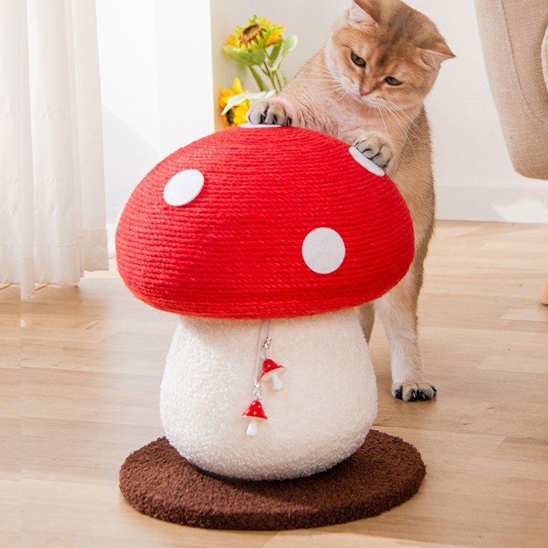 Red Mushroom Cat Climbing Frame One Piece Dropshipping Sisal Grinding Claw Cat Climber Column Vertical Cat Scratch Board Cat Tree Cat Toy Radish Board