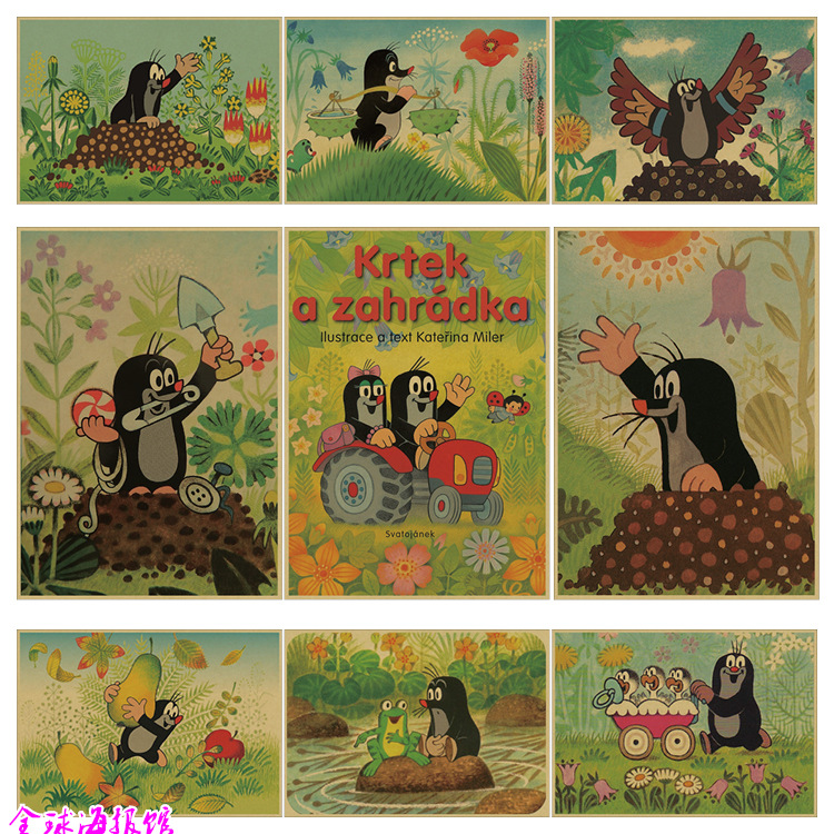 鼹鼠的故事 动画卡通海报儿童房幼儿园卧室咖啡点书房装饰画挂画